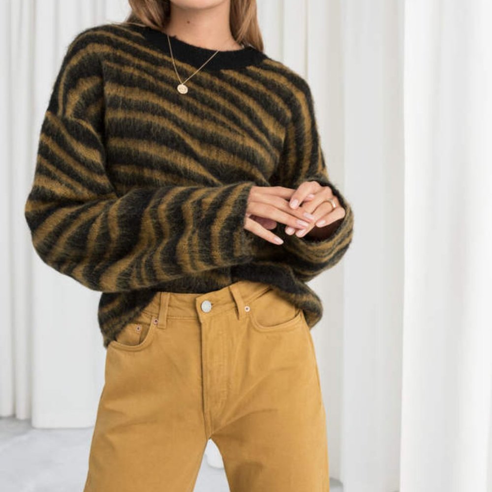 & OTHER STORIES Zebra Mohair Wool Sweater Size XS